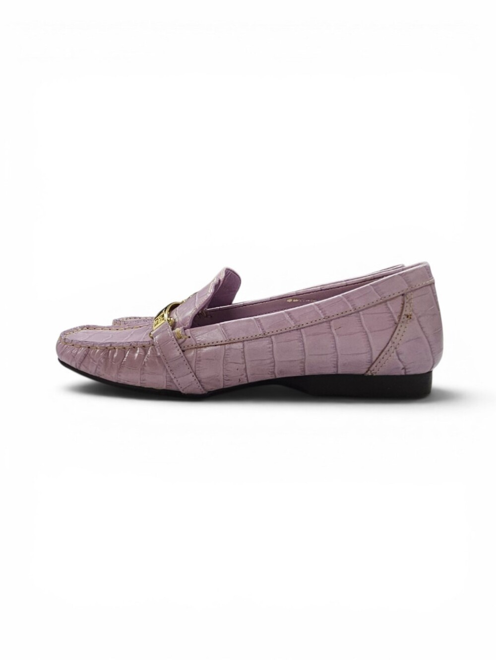 Lauren Ralph Lauren Margaret Leather Croc Embossed Loafer In Lilac Purple Size 8 - Picture 5 of 12